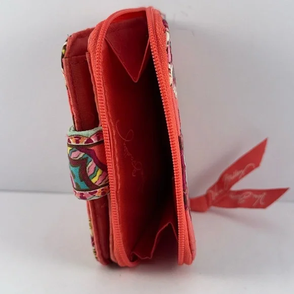 Vera Bradley Mini Snap Close Bifold Wallet Call Me Coral Pattern Rare‎ Retired - Picture 4 of 6